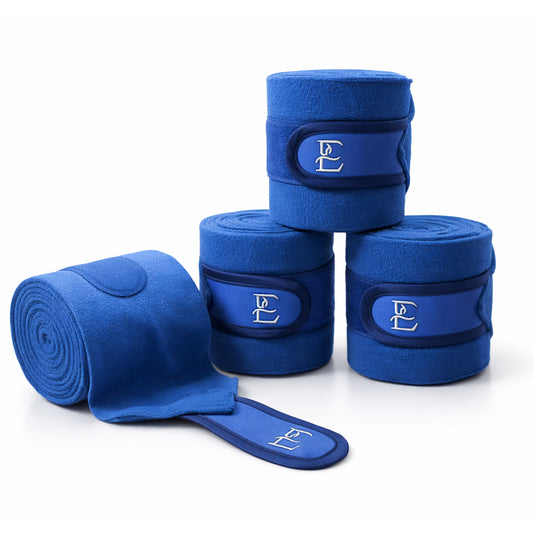 Set of blue bandages from elegant equestrian on a white background